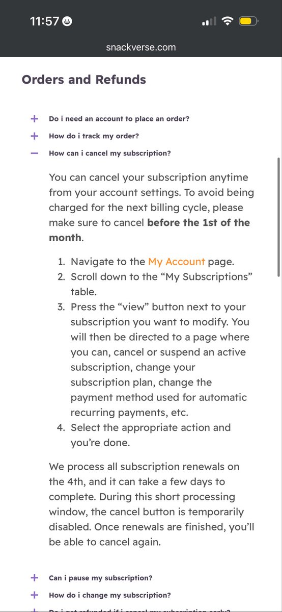nuggins's tweet photo. Been trying to cancel my SnackVerse subscription for over a week, website says ‘you can cancel your subscription at any time’. They ‘temporarily switch off’ the cancel button. Advised on Monday it’ll be back in a few days but it still isn’t a week later.
Avoid @SnackVerseUK https://t.co/yDjFn4IHQH