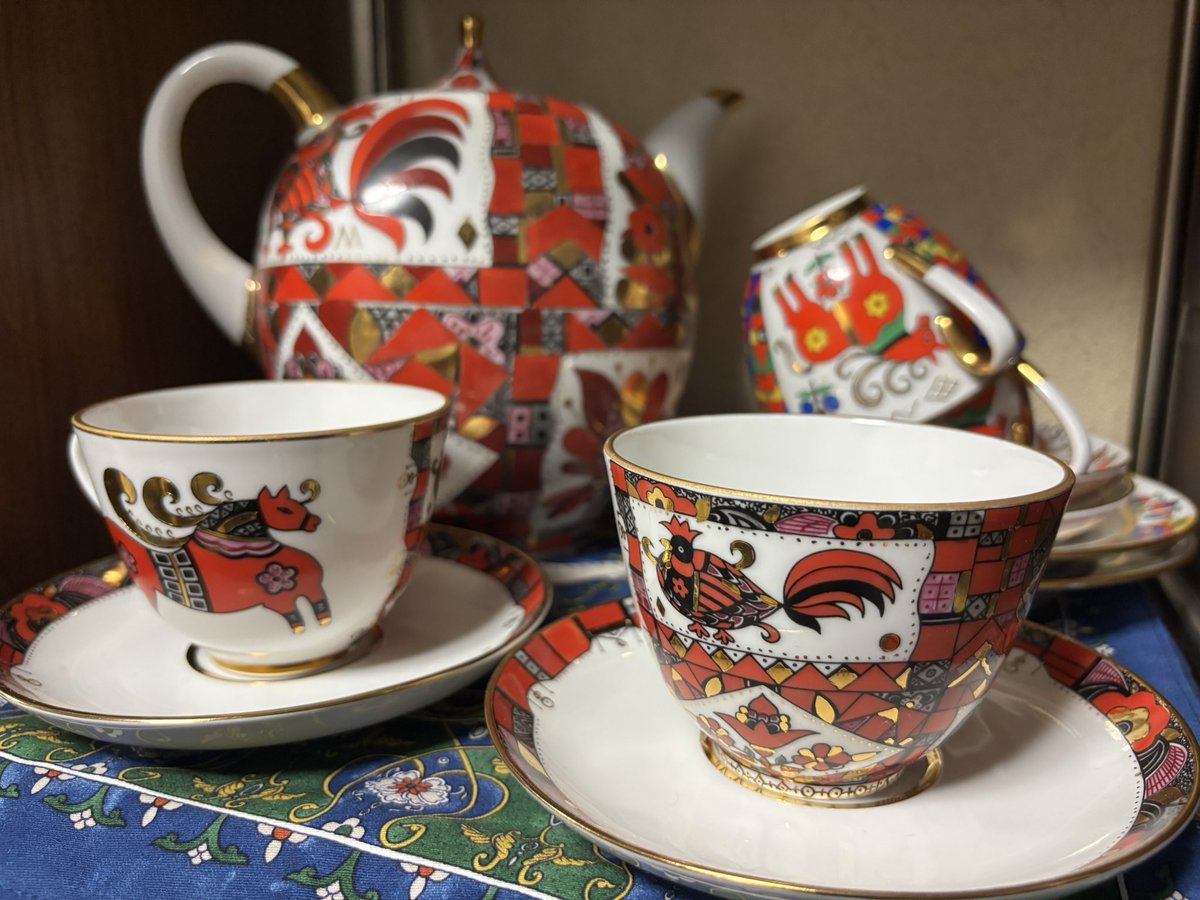 ロモノーソフ LOMONOSOV ソ連時代 コバルトネット トリオ ポットセット