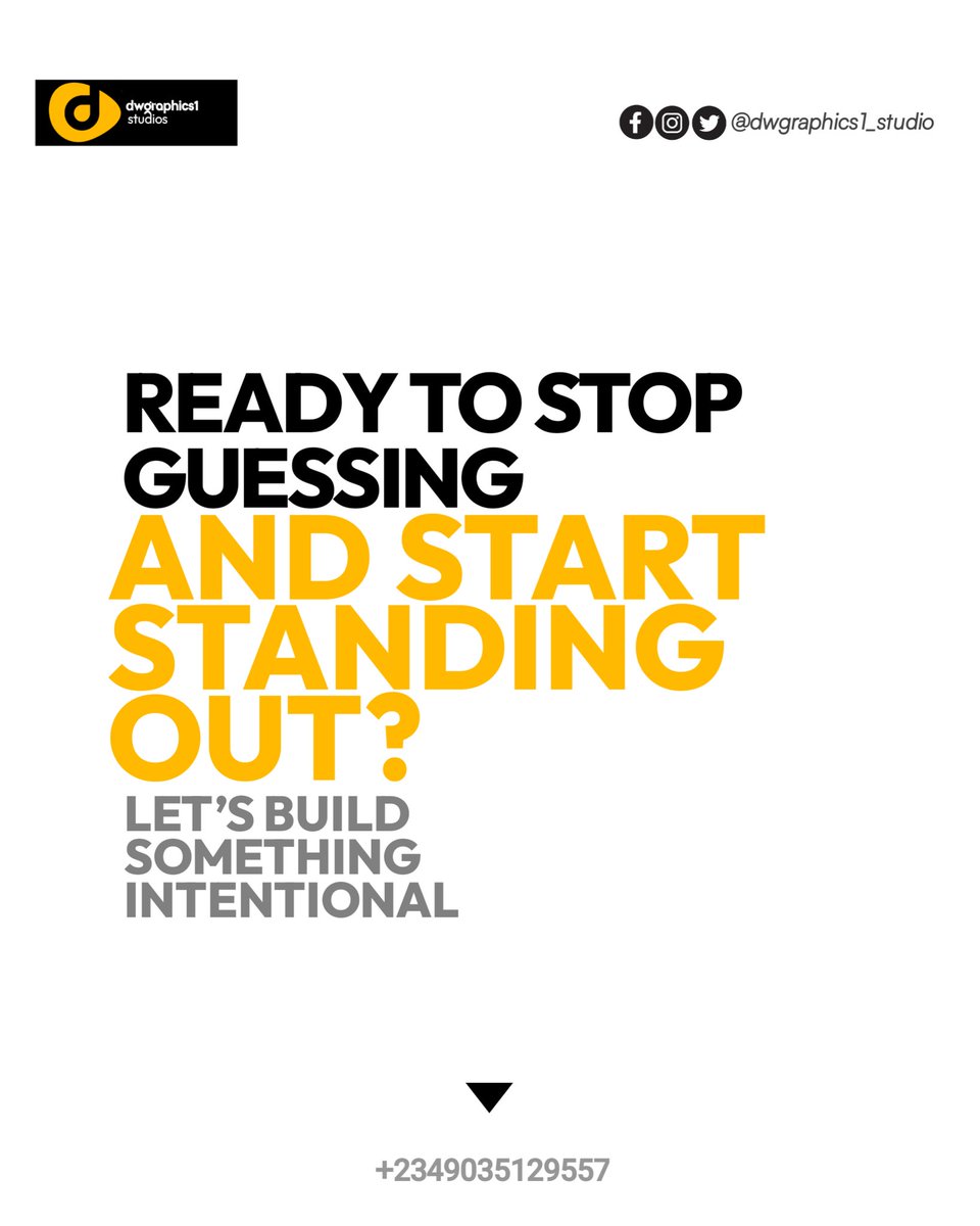 dwgraphics1's tweet photo. Ready to stop guessing and start standing out?  
Let’s build something intentional.

#DWGraphics1 #GraphicDesignTips #DesignEducation #CreativeStudio #VisualBranding #DesignWithPurpose #BrandIdentity https://t.co/DHxFzMfjvI