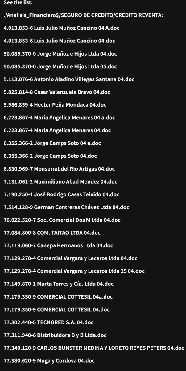 You falsely claim to local, corrupt media outlets that your customers were not affected. <a href="/copec_cl/">COPEC</a>

What do you have to say about this? 

Don't you consider them human beings? 
That's just the tip of the iceberg...  …4oqu4yodmqzl25mqd2hgllymrgu4aqd.onion/news/item/760a…
<a href="/InterferenciaCL/">Interferencia</a> <a href="/amvinfe/">SuspectFile</a> <a href="/chum1ng0/">chum1ng0/security research</a> <a href="/BBC/">BBC</a>