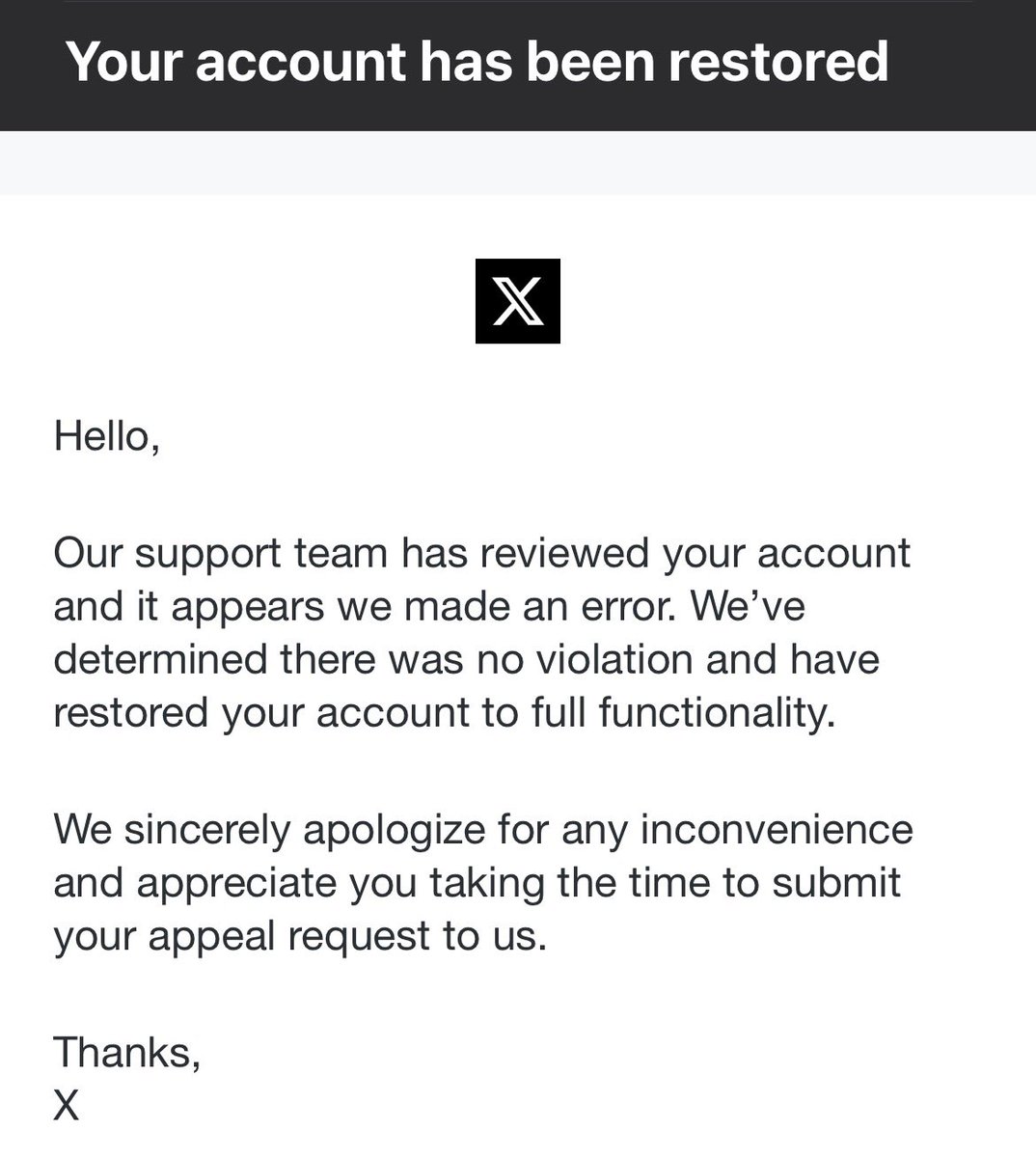 Appealed with "I'm not wrong"