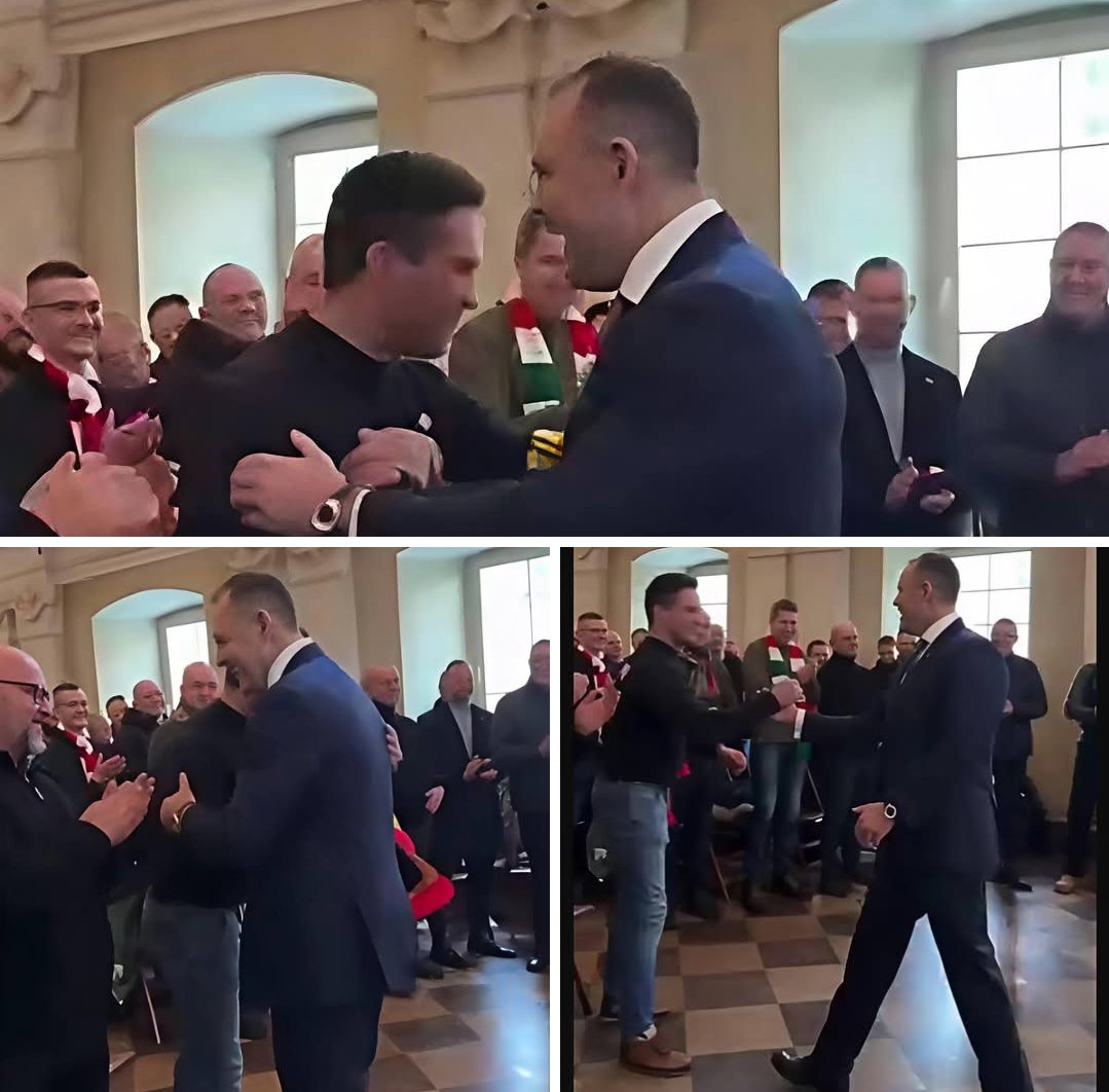 J74Jacek's tweet image. To się w pale nie mieści. "Czołem kibice", rzucił na Jasnej Górze Nawrocki, po czym uścisnął Tomasza P. ps."Dragon", wielokrotnie karanego przywódcę gangu kiboli Jagiellonii Białystok.  W 2024 r. został skazany na 6 lat za propagowanie nazizmu, kierowanie gangiem i pobicia, za WP