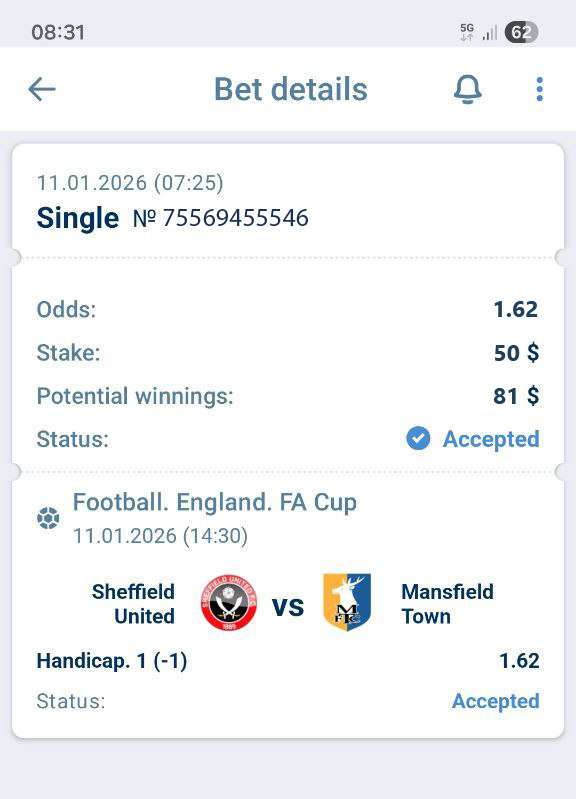 kapper_sport's tweet photo. 🏴󠁧󠁢󠁥󠁮󠁧󠁿 England. FA Cup
⚽️ Sheffield United - Mansfield Town
👉 Pick: H1(-1)
▶️ Odds: 1,62

More picks 
⏬
https://t.co/V143ST68YL https://t.co/djdbUMM63I