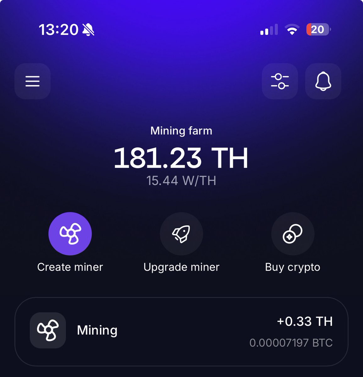 Daily TH update to increase the power of my miner #gomining #bitcoin #crypto  #altcoin