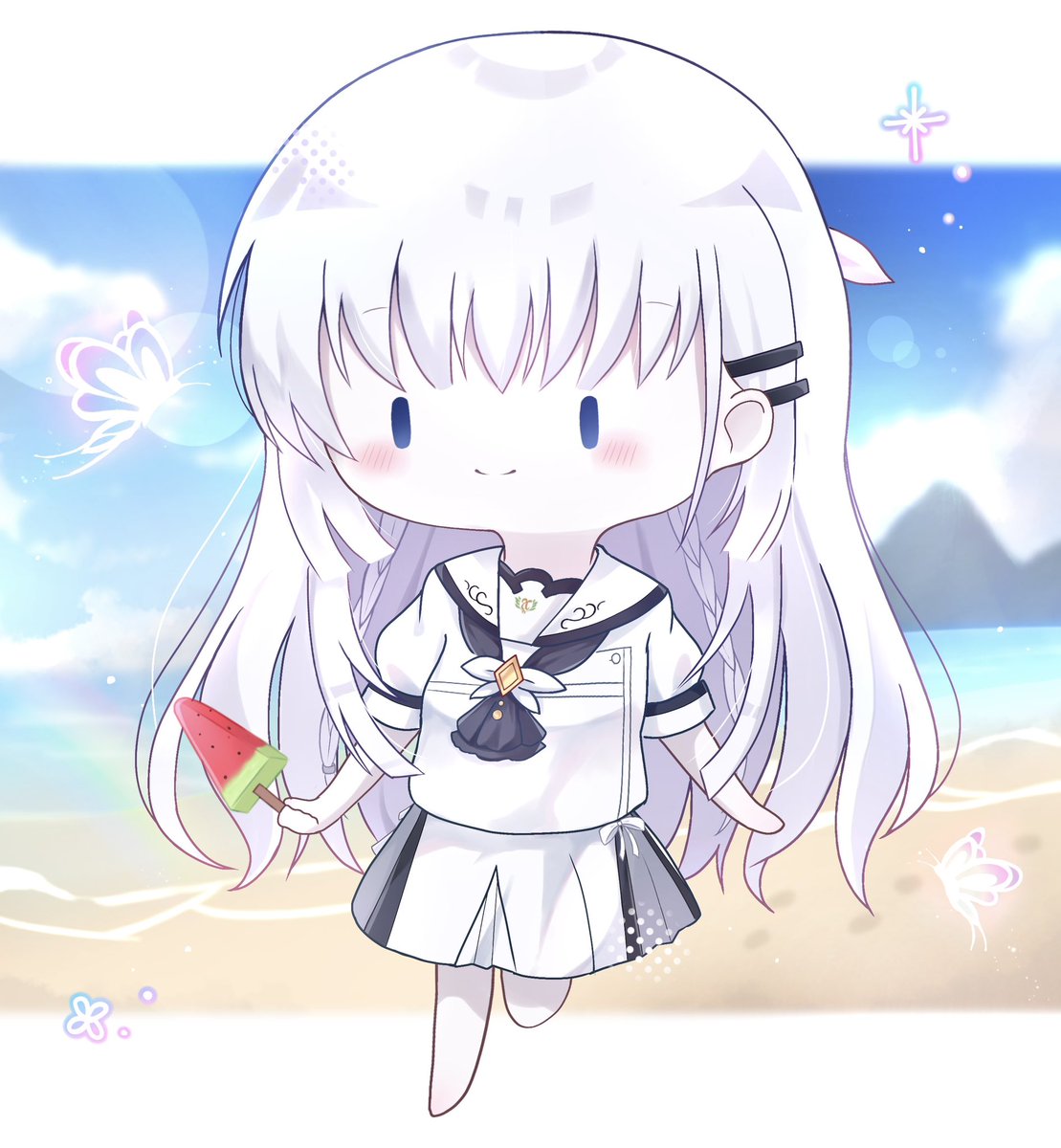 スイカバーを買えてご満悦🍉🫧 #SummerPockets #サマポケ #鳴瀬しろは