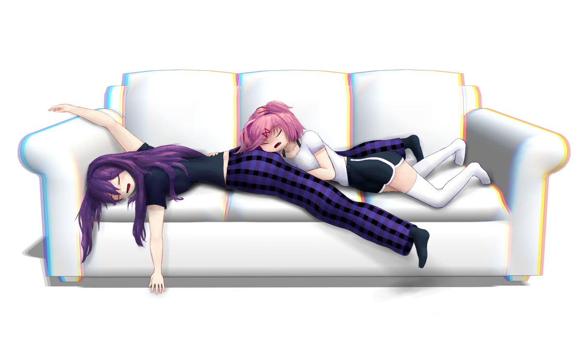 mineartzzz's tweet image. Shhh... dont wake them up! 💜🩷 #DDLC #DokiDokiLiteratureClub