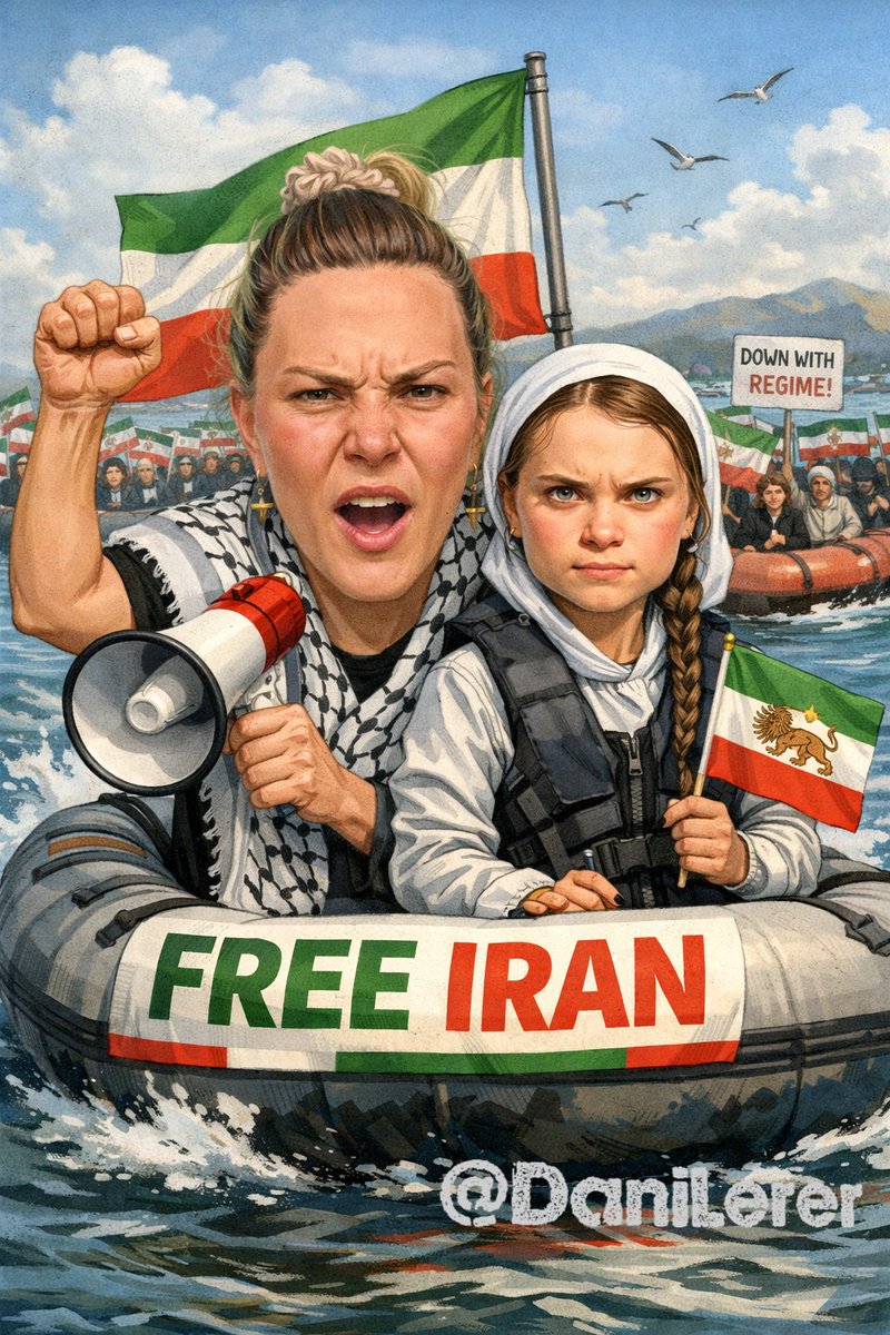 Alguien sabe a que hora salen las inmundas Greta Thunberg y Ana Alcalde (Barbie Gaza) con su flotilla hacia Irán en apoyo al pueblo oprimido por el régimen de Jamenei?
