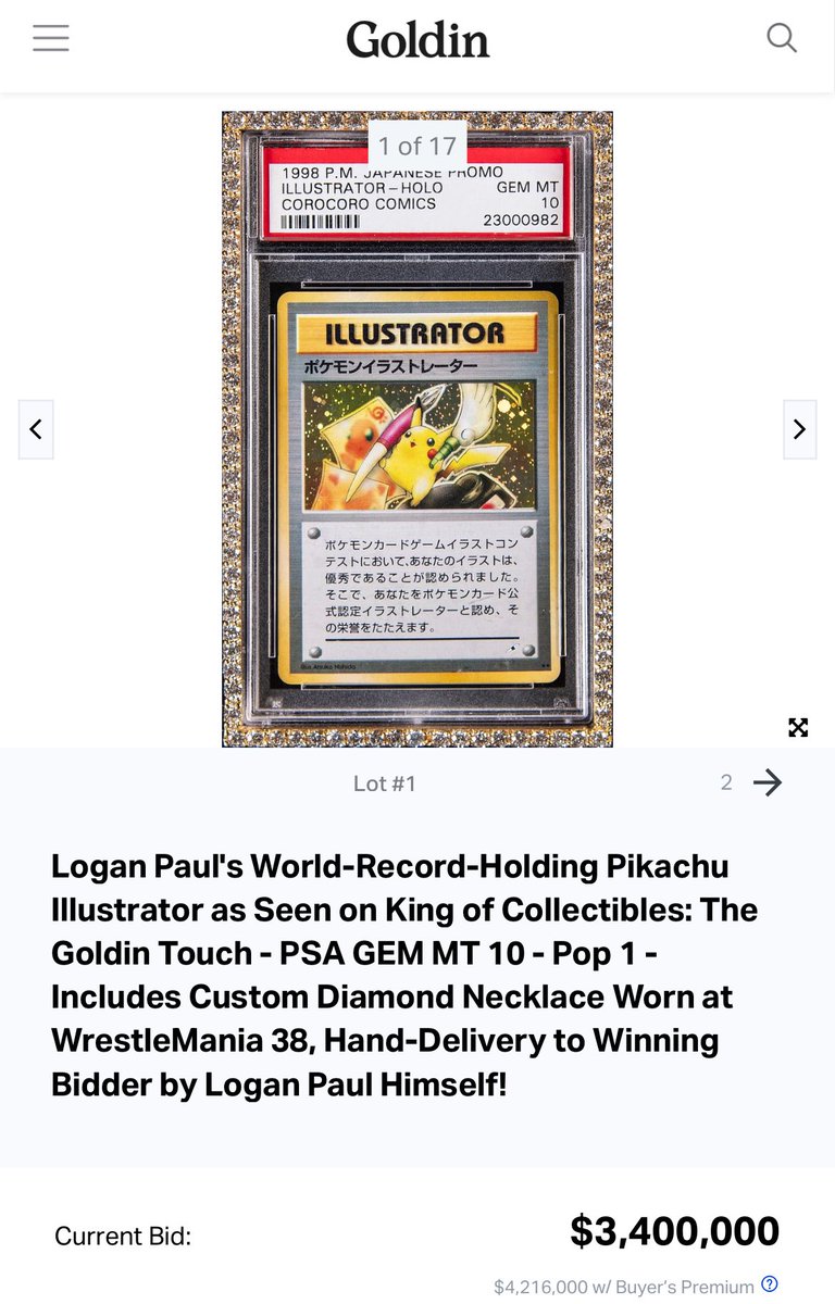 Logan Paul’s Pokemon card is already at $3.4 million with 35 days still to go. What’s your final price prediction?