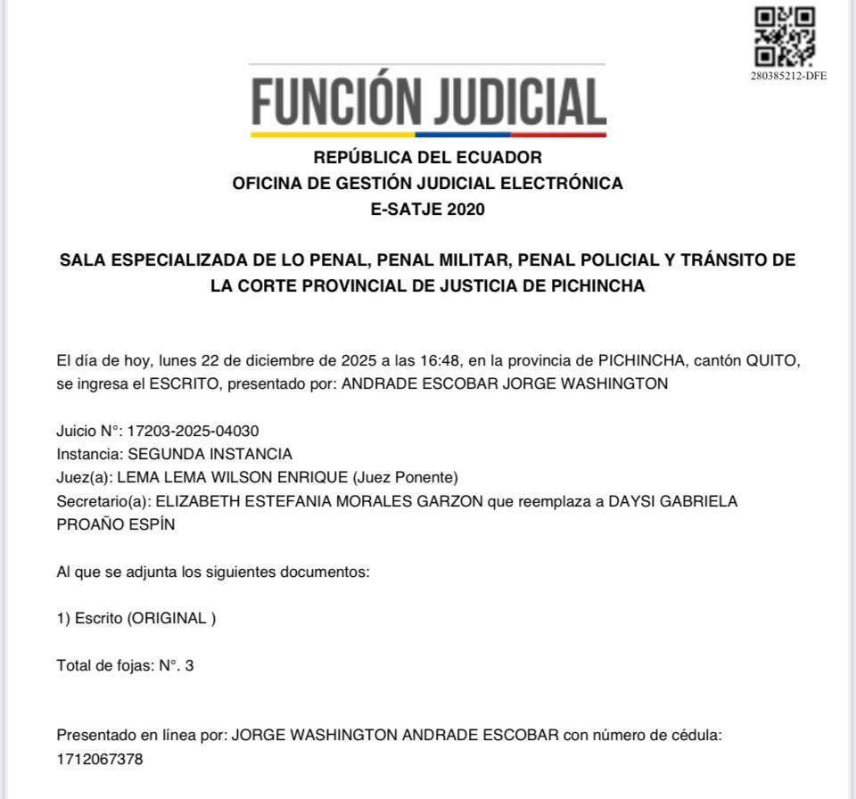 ATENCIÓN ECUADOR❗️🇪🇨|| La posibilidad de dejar sin efecto la designación fraudulenta de GODOY, está en manos de los propios jueces. 
✍🏼 La Sala Penal de la Corte Provincial, cuyo juez ponente es el Dr. Wilson Lema, podría empezar a devolverle la dignidad a nuestro sistema de