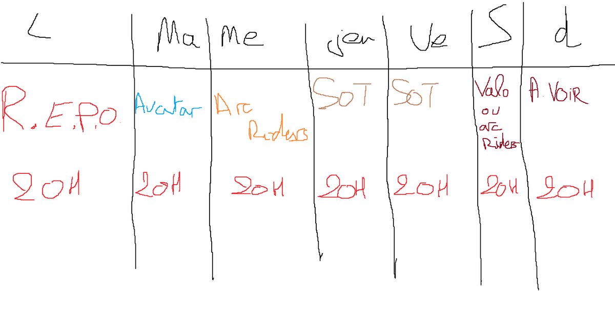 Dorylas5's tweet photo. Planning de stream de la semaine (jsuis artiste) https://t.co/ziShJCBwYi