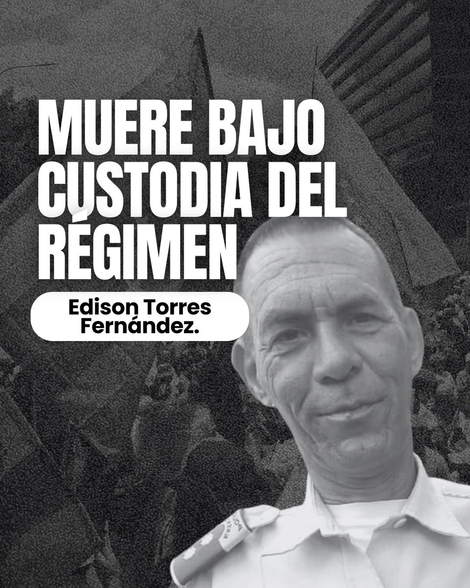 AlexisFRamosP's tweet image. #11Ene Lamentable noticia para Vzla, que en este proceso de excarcelación fallece Edison Torres Fernández recluido en Zona 7 detenidos el pasado 09 diciembre del 2025. Elevamos nuestra voz para que el estado informe el motivo de su deceso. A sus familiares Paz a su alma!