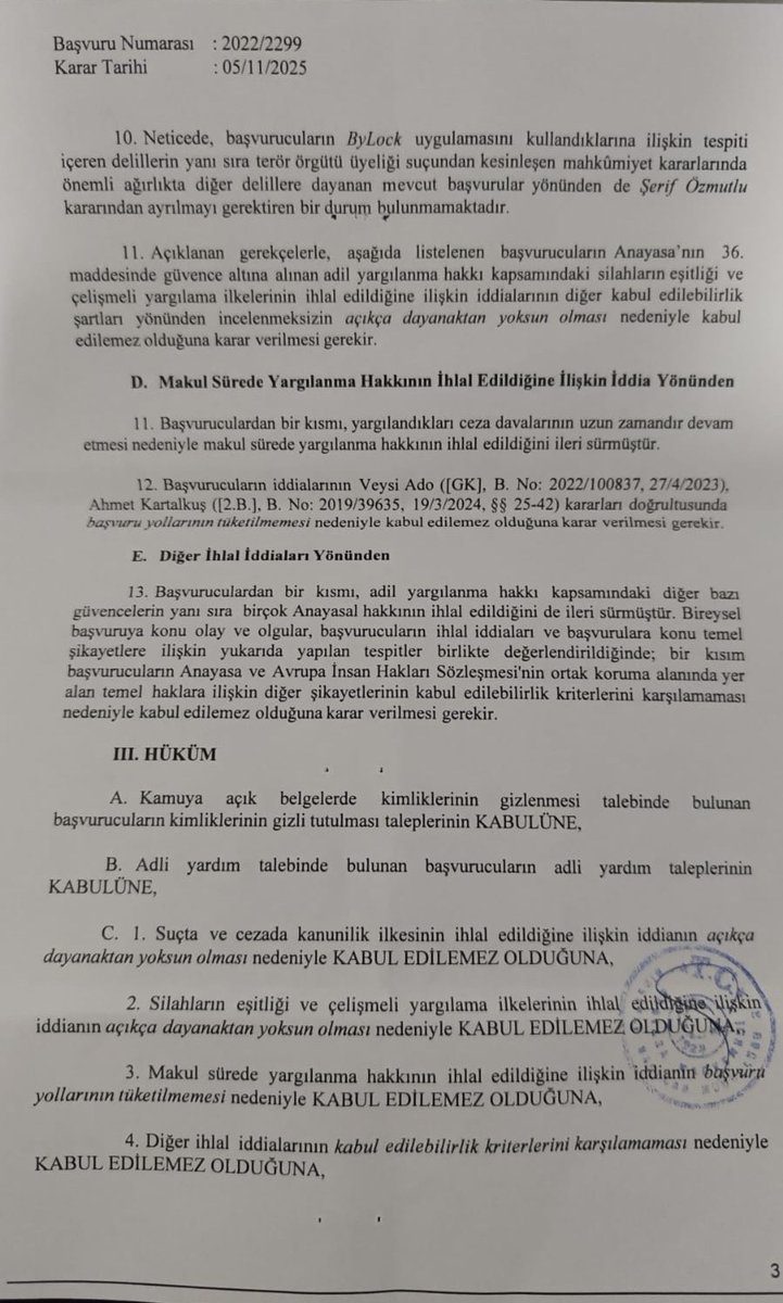 AYM'DEN 2 YIL BEKLEDİKTEN SONRA BYLOCK'TA SON HAMLE GELDİ: ÖLÜYÜ DİRİLTME ÇABASI!

Bilindiği üzere AYM Yalçınkaya kararından sonra içerisinde Bylock iddiası olan hiçbir ceza dosyasında karar vermiyordu. 
Hem hükümeti kızdırmayacak hem de dosyaları eritecek bir strateji