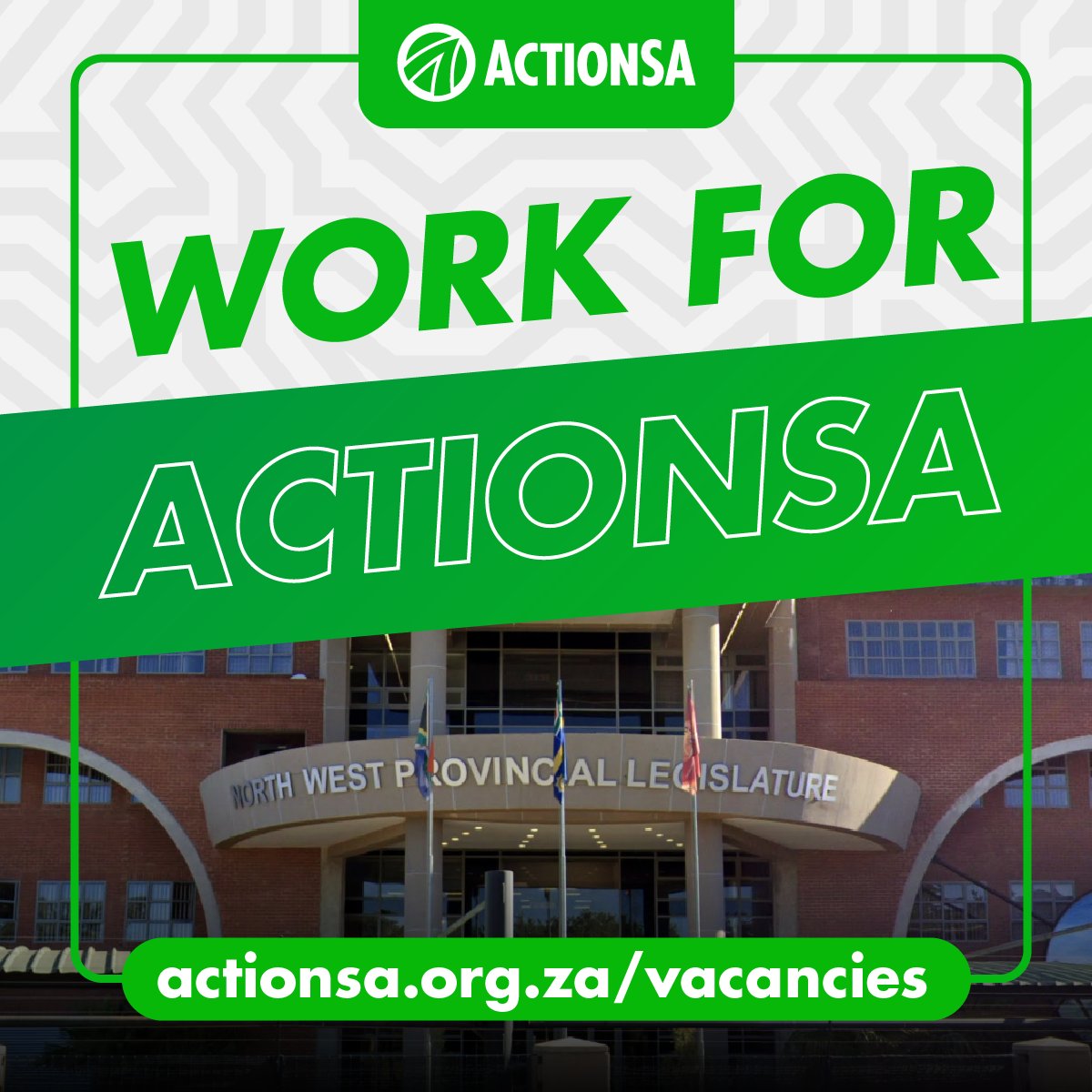 Action4SA's tweet image. 📣 WE ARE HIRING!

ActionSA is looking for patriotic and passionate South Africans to join our team in the North West Provincial Legislature. 

View the available vacancies and apply today at actionsa.org.za/vacancies.

Applications deadline: Tuesday, 13 January 2026 at 8pm.