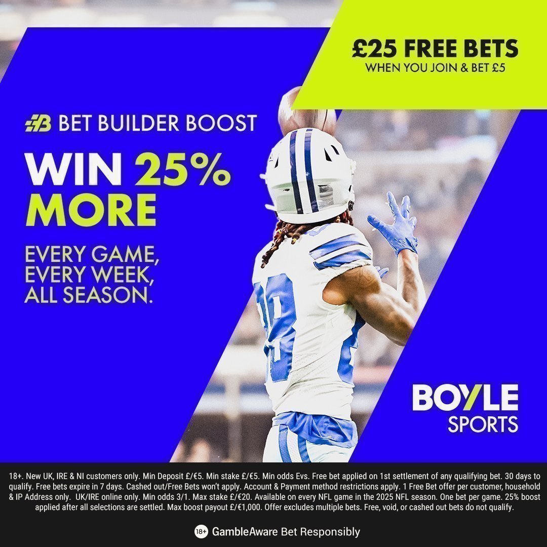 BILLS @ JAGUARS BUILDER 🔨

📈 £10 returns £51.67 @ BOYLE Sports (25% boost)

GOING FOR 3 IN A ROW!! ✅

BET £5 &amp; GET £25 IN FREE BETS!! 
👉 ttips.bet/BoylesNFLOffer

DROP A ❤️ IF TAILING!

- The Jaguars run zone at a top 5 rate, and middle field open coverage at a top 10 rate.