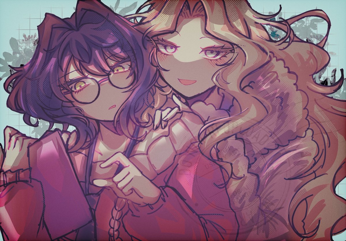 srm_d_r129's tweet image. ▶お題箱 ありがとうございます！
(Thank you for your request!)
真行路日縁間と光目こころ／Emma Magorobi and Kokoro Mitsume