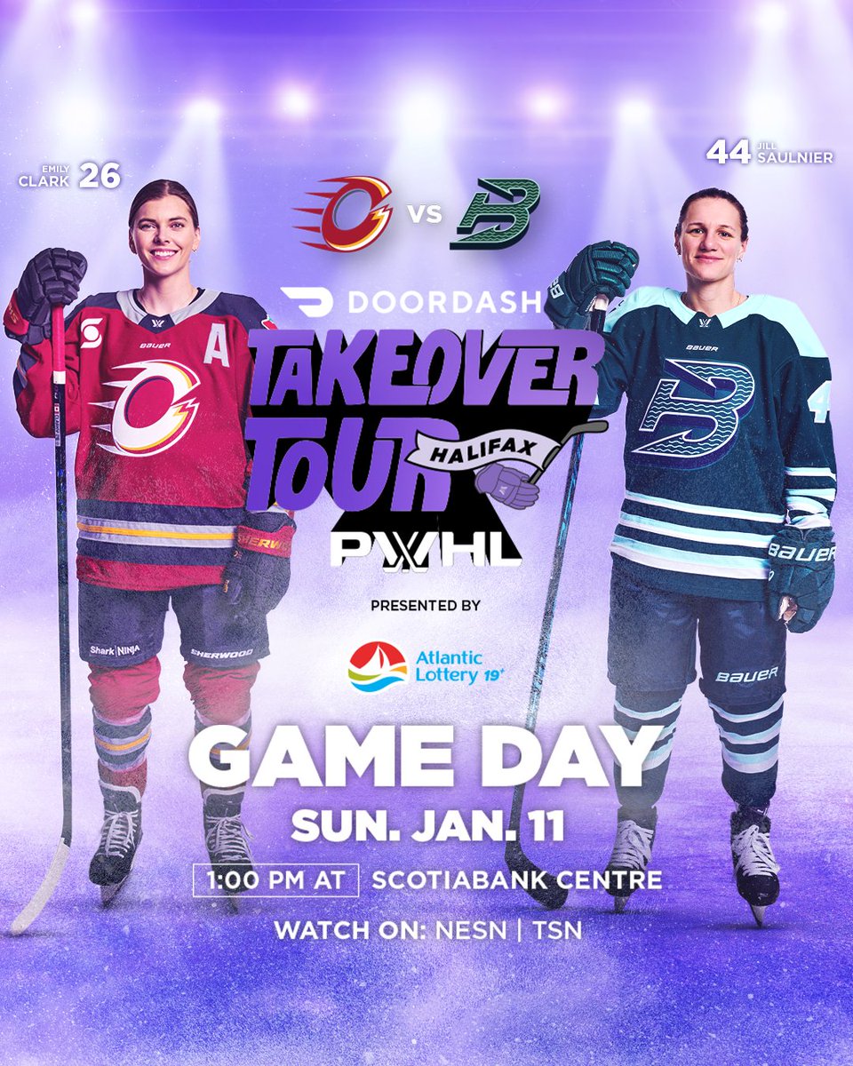 WE'RE BAAACK 🗣️

It’s a double Takeover day! Catch us TODAY for the next stop on the 2025-26 DoorDash PWHL Takeover Tour presented by Atlantic Lottery.

🆚 <a href="/PWHL_Ottawa/">Ottawa Charge</a> at <a href="/PWHL_Boston/">Boston Fleet</a> 
⏰ 1PM AT/12PM ET
📍 Scotiabank Centre
🎟️ thepwhl.com/en/takeover-to…
📺 thepwhl.com/en/where-to-wa…