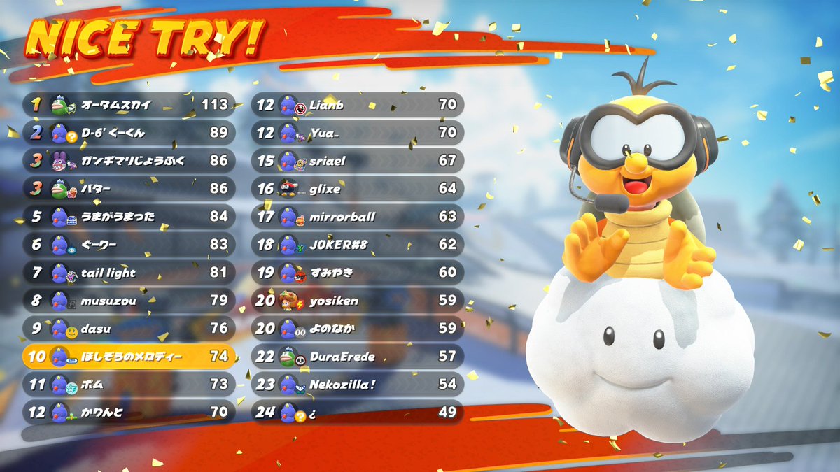 #NintendoSwitch2 #マリオカートワールド #MarioKartWorld
MKB 第2回個人杯
ギリギリ準決🎊
決勝目指して頑張ります