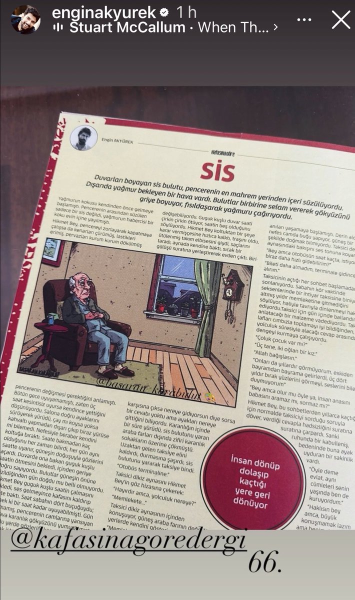 Engin’s IG story today. Looking forward to reading the translation of his story Sis..😄🥰

#TubaBüyüküstün 
#EnTuForever