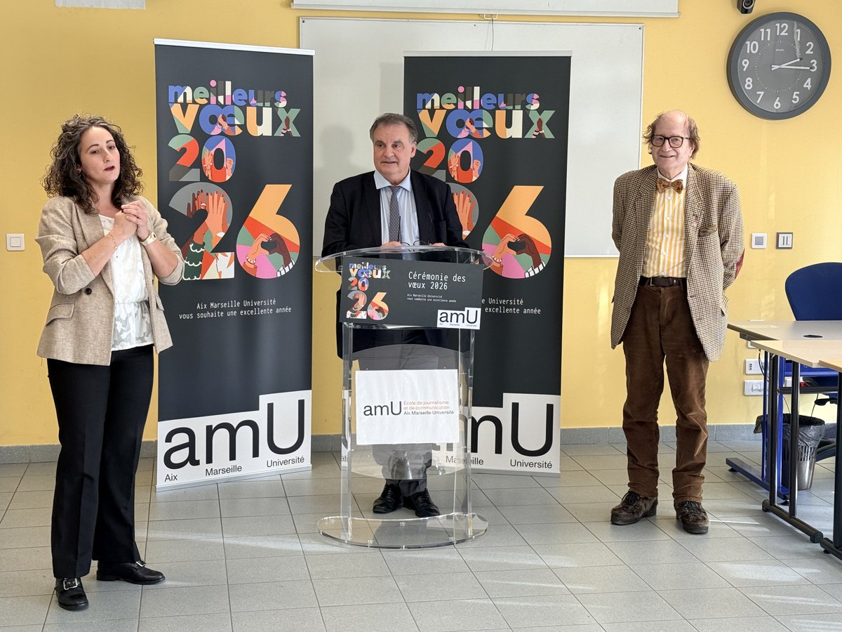 Texring's tweet image. Gratitude au Président d'Aix Marseille Université, Éric Berton pour être venu , vendredi dernier, présenter des vœux encourageants à l'Ejcam que j'ai l'honneur de présider, Pauline Amiel assurant la direction de cet établissement fort de plus de 500 étudiants