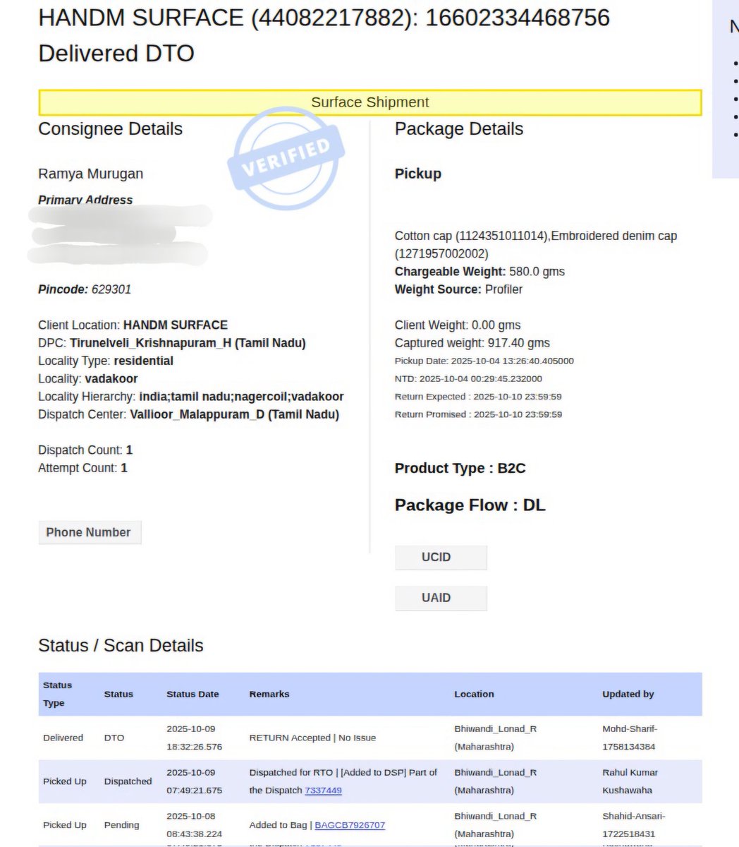 Karthikeya71807's tweet photo. I ordered a cap from H&amp;M (Order ID: 44082217882). Not satisfied, so | returned it following H&amp;M's official return process. Delivery &amp; warehouse confirmed they received the ORIGINAL product. I have all proofs.@hm @hmindia https://t.co/53Scf3zRgL
