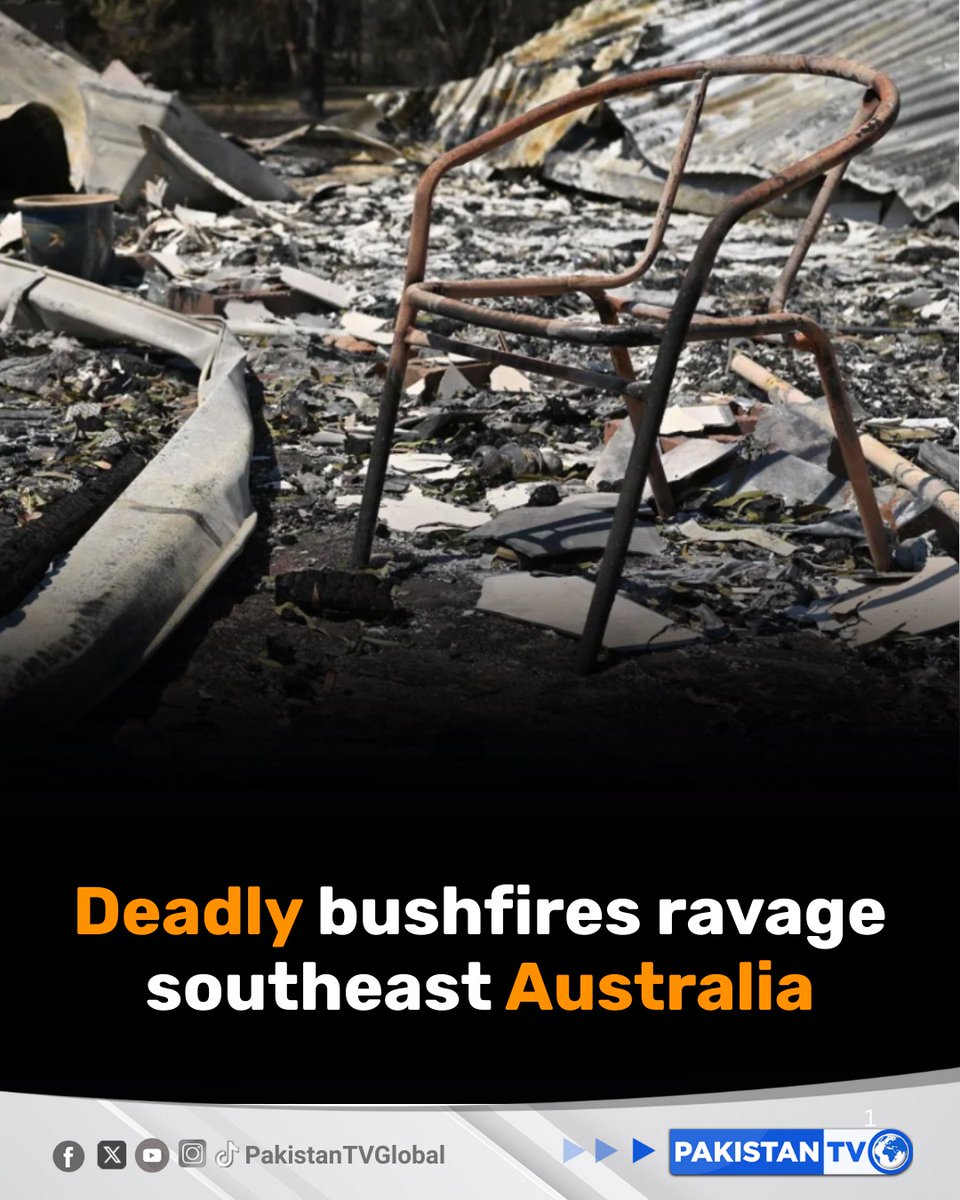 PakTVGlobal's tweet image. One person has died and hundreds of homes were destroyed as fires swept across Victoria and parts of New South Wales, prompting a state of emergency.

#Bushfires #NSWFires #Australia #Emergency #Crisis #PakistanTV #PakistanTvglobal