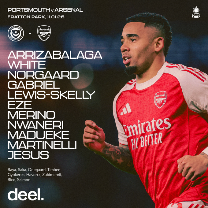 تشكيل آرسنال أمام بورتسموث في #كأس_الاتحاد_الإنجليزي 