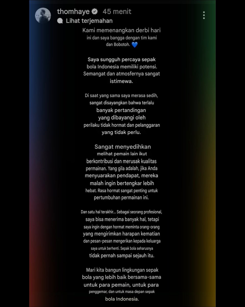 idextratime's tweet image. 📸 Instagram story Thom Haye, ia meminta orang-orang yang menyumpahi ia dan keluarganya mati untuk berhenti. 

'Sepak bola seharusnya tidak sampai sejauh itu'