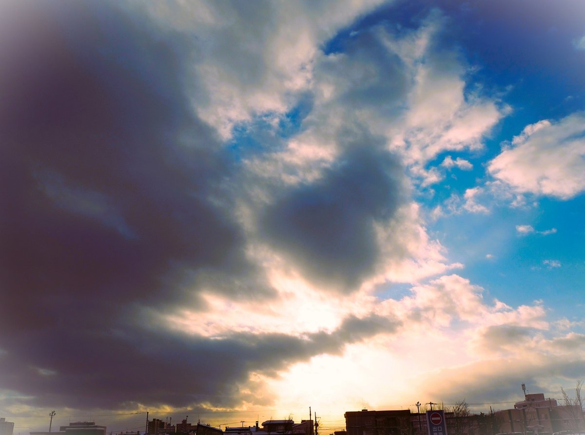 《嘴を持った羊が上向きで青空という栄養吸いて》

嘴のある羊？真ん中からやや右手にいますよ(^^♪　アレレ…よくみたら足が無いか（笑）四つ足動物は空に昇ると退化する説(#^.^#)
朝からアホですみません。「成人の日」、良い一日を(^_-)-☆

#羊　#短歌　#冬空　#青空