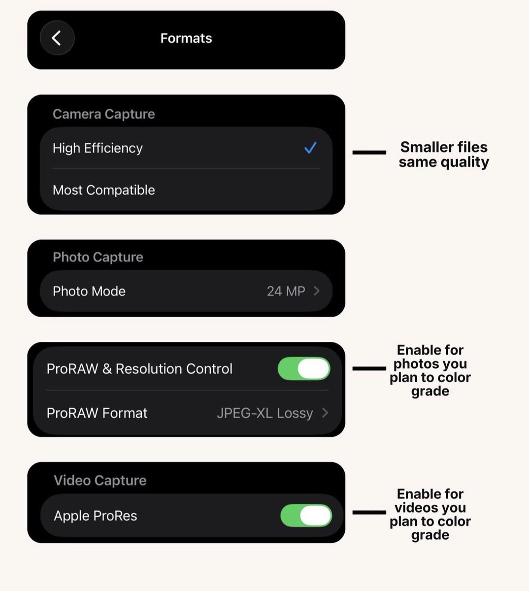 Auntyadaa's tweet image. The best iPhone camera settings. ‼️