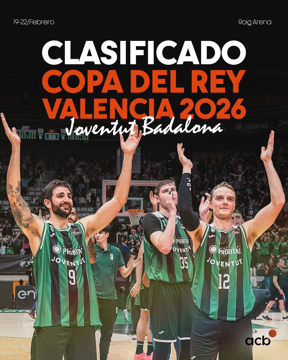 🎟️ 𝘾𝙇𝘼𝙎𝙄𝙁𝙄𝘾𝘼𝘿𝙊

¡La <a href="/Penya1930/">Club Joventut Badalona</a> disputará la #CopaACB Valencia 2026!

#LigaEndesa