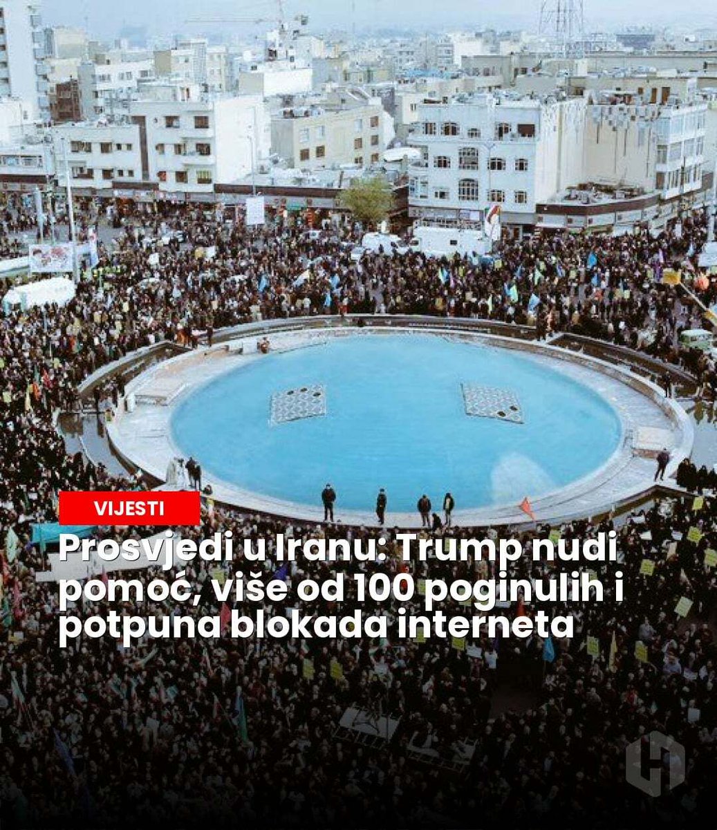 hercegovinainfo's tweet image. Američki predsjednik Donald Trump izjavio je da su SAD spremne pomoći iranskim prosvjednicima. Prema aktivistima, u prosvjedima je poginulo više od 100 ljudi. - hercegovina.info/vijesti/svijet…

#Iran #Prosvjedi #LjudskaPrava