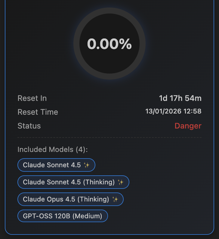 Antigravity weekly limit reached 🥲

BTW, this is all on Google AI Pro.

My journey so far: Bolt → Lovable → Windsurf/Cursor → Claude Code → Antigravity

What's next??👀⚡