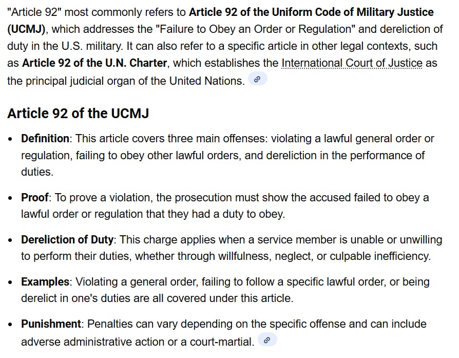 Article 92 Dereliction Of Duty Article 92 (UCMJ) | PDF | Uniform Code