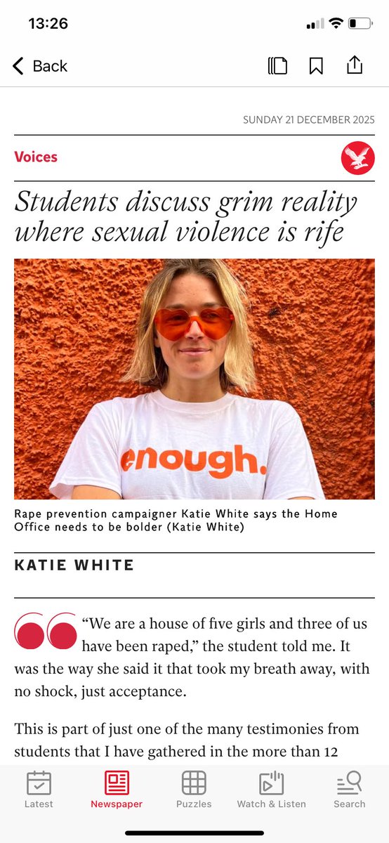 ConnollyDominic's tweet photo. “Everyone is just trying to have a positive experience - you don’t want something big and bad to override that.” As the new term starts, a testimony gathered by Enough’s Katie White for her piece I took to @IndyVoices on how few students report rape… https://t.co/Ouck7EDR5i