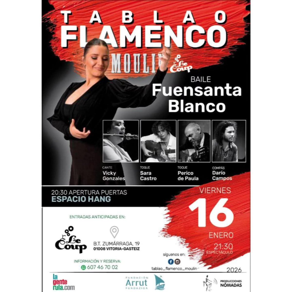 #VitoriaGasteiz #Viernes #16deEnero #TablaoFlamencoMoulin 

 #Flamenco en #Gasteiz #Vitoria #araba #TablaoFlamenco #Baile #Cante #Toque #Guitarra #Musicaenvivo #espectáculo #arte