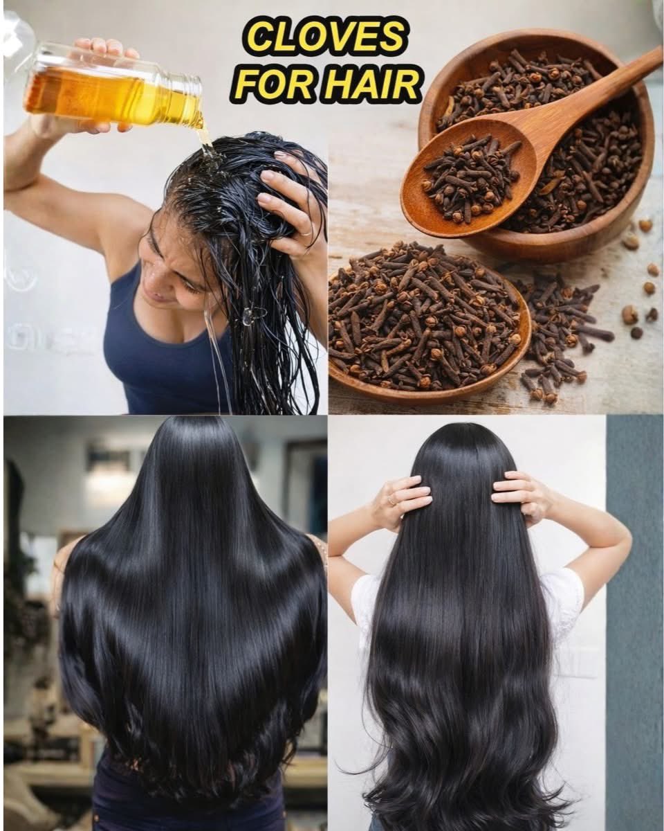 🔥CLOVES WATER FOR SILKY HAIR VIRAL REMEDY🍀

🍀Boost hair growth
🍀Reduces hair fall
🍀Controls dandruff and itch
🍀Adds natural shine 
🍀Strengthen hair roots

👉Soak 1 tbs  cloves in 1 cup water overnight. Boil 5 min, cool &amp; strain.
After shampoo, massage into scalp or use as