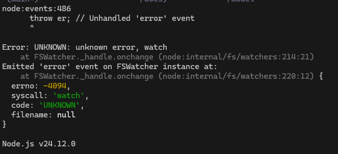 Node FSWatcher error