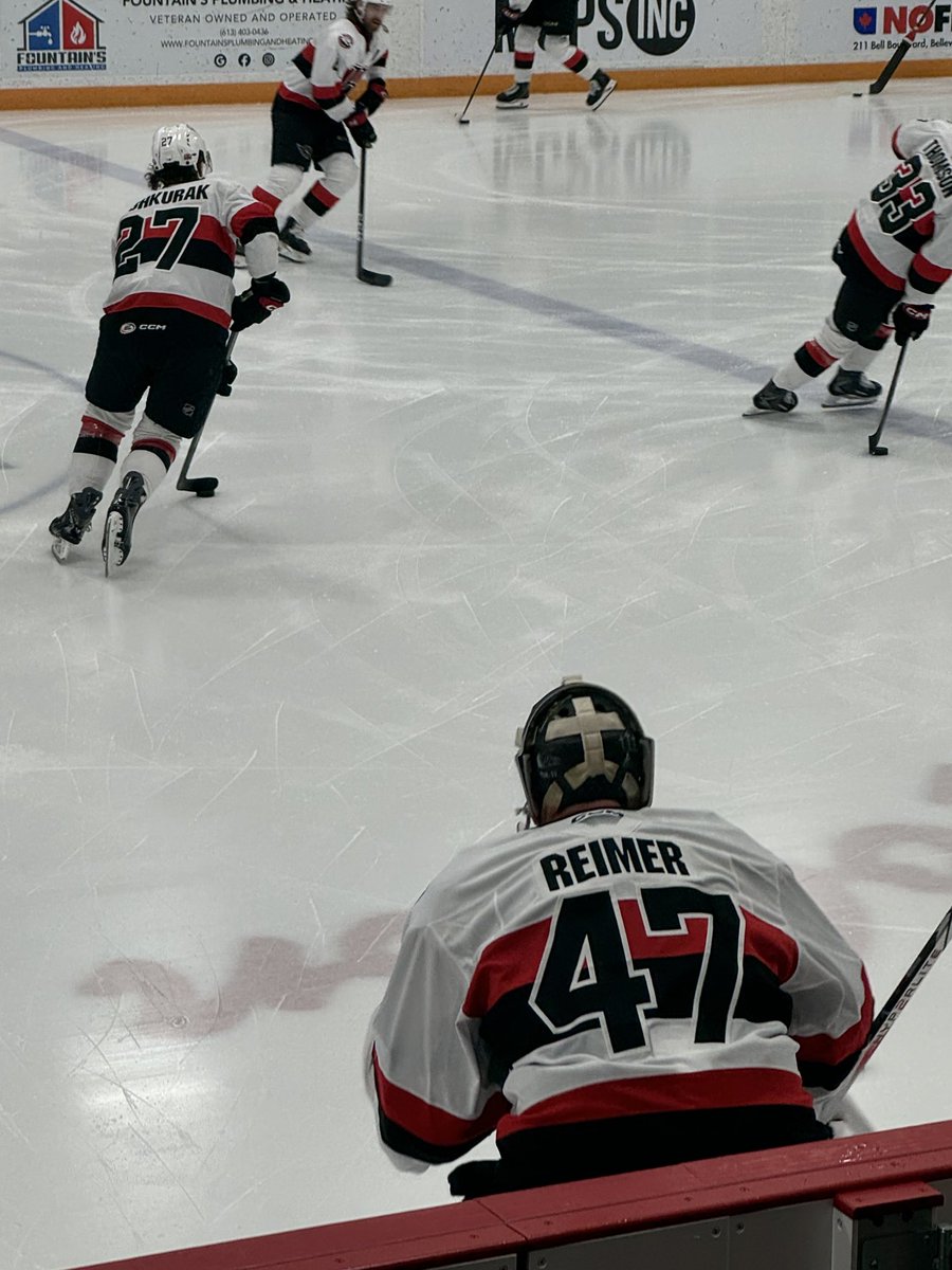 Andy417's tweet image. James Reimer makes his Belleville Senators debut today.