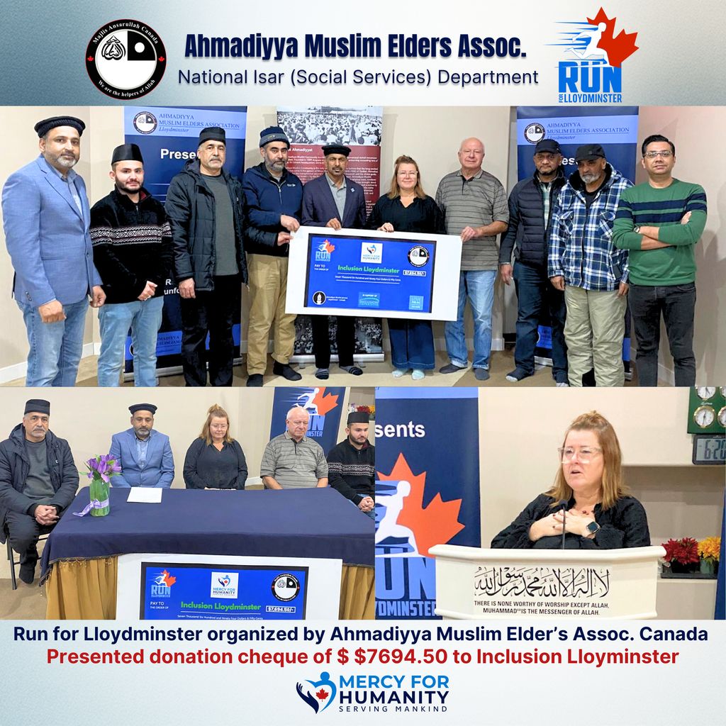 #Run for Lloydminster organized by Majlis Ansarullah (Ahmadiyya Muslim Elders Assoc.) #Lloydminster had the honour of presenting donation of $7694.50 to Inclusion Lloydminster as part of the funds raised to assist the local community. Thank you to all donors &amp; volunteers for your