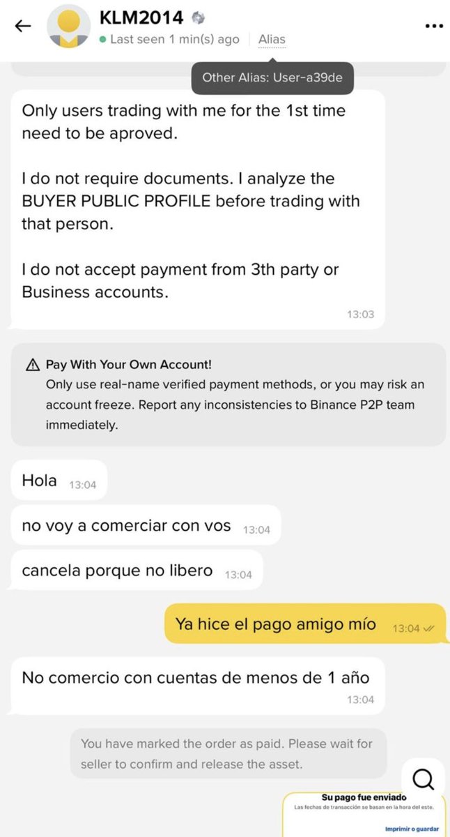 Estaba cambiando Zelle por USDT.

Le hice el pago, pero ahora necesito esperar un año para que me cambie

¿que hago?