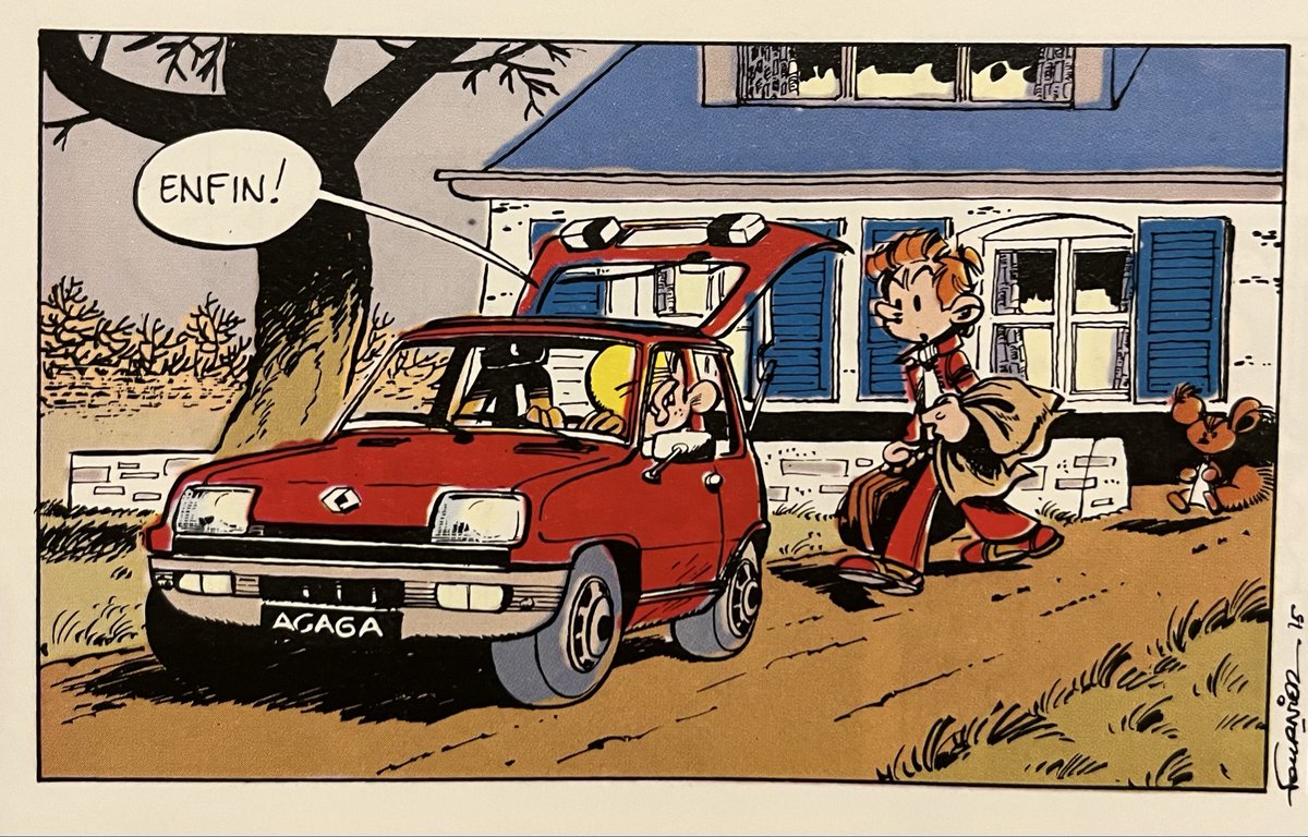 La_Case_Actu's tweet photo. "Après une journée de gaffes monumentales... ENFIN la délivrance ! 🚗💨
Et cette plaque AGAGAGA qui dit tout... 😆
Quel est votre gag Lagaffe préféré avec une voiture ?
#GastonLagaffe #Franquin #BD #BandeDessinee #HumourBD #AGAGA #ClassiqueBD" https://t.co/Ds4gqiP68I