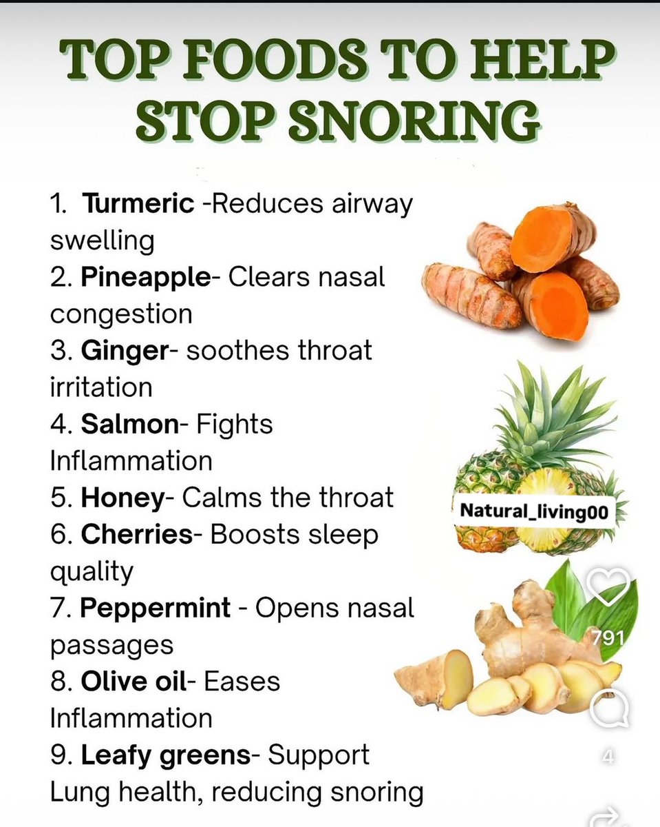 center_getfit's tweet image. TOP FOODS TO HELP STOP SNORING 😴