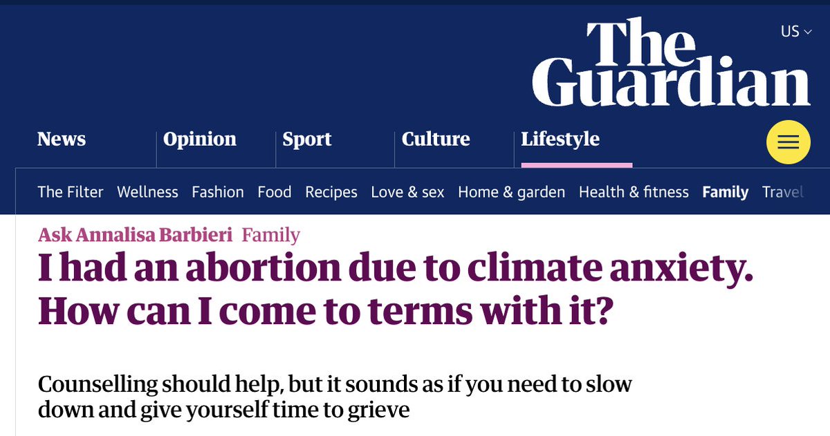 The climate cult is killing people by lying to them about the environment and creating unnecessary anxiety:

"I had an abortion due to climate anxiety. How can I come to terms with it?"

This wouldn't happen if the environmental movement was honest.