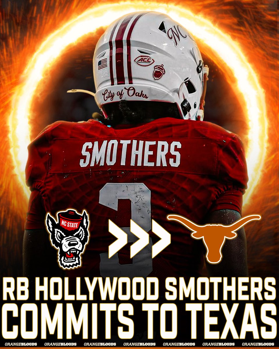orangebloods_'s tweet image. BREAKING: Former NC State RB Hollywood Smothers has Committed to Texas!

Smothers is the #2 RB in the transfer portal via. ON3