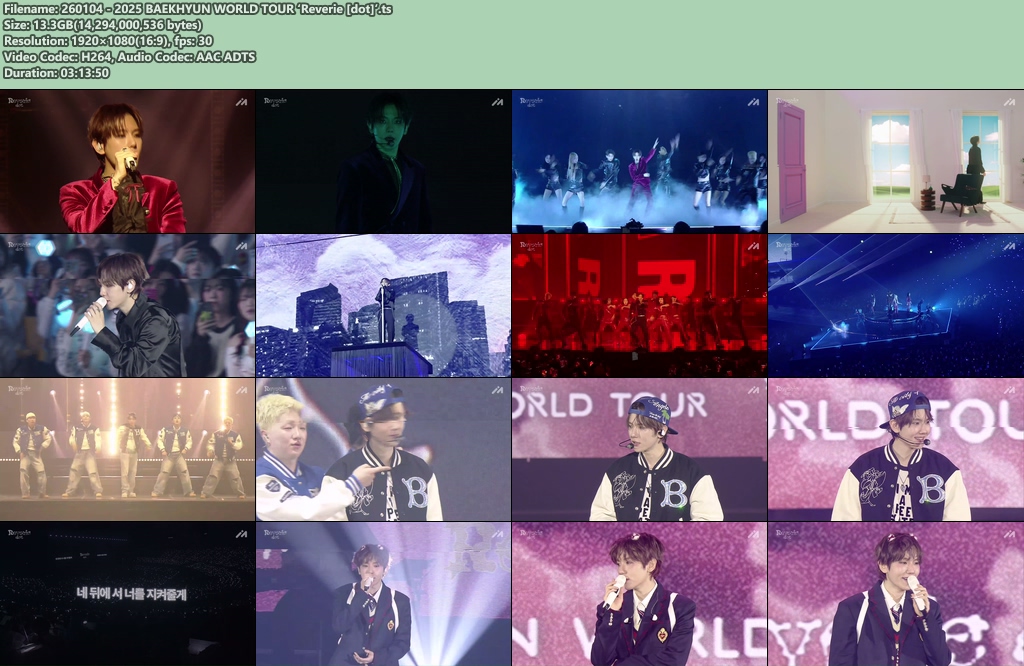 recordbychoco's tweet image. 260104 2025 BAEKHYUN WORLD TOUR ‘Reverie [dot]’ ENCORE

💵15k/$2
✨WEB-DL 1080p
✨Video ready with subtitles

Re-subbed by choco | Without watermark | Video can be downloaded/Streamed | Subtitles can be turned on/off