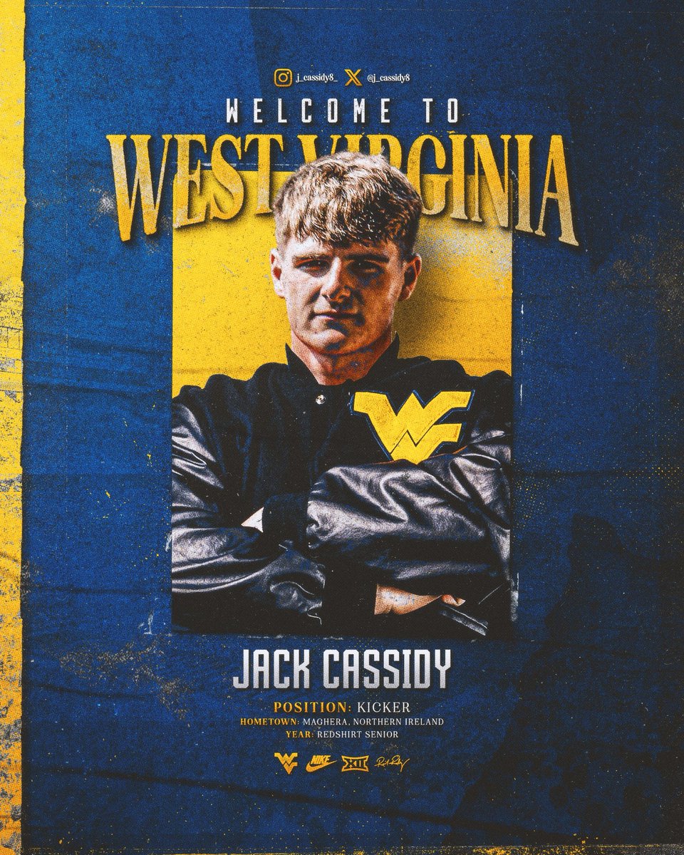WVUfootball's tweet photo. Welcome to West Virginia ✍️

Let’s Go @j_cassidy8! https://t.co/Lq8v9aqSqE