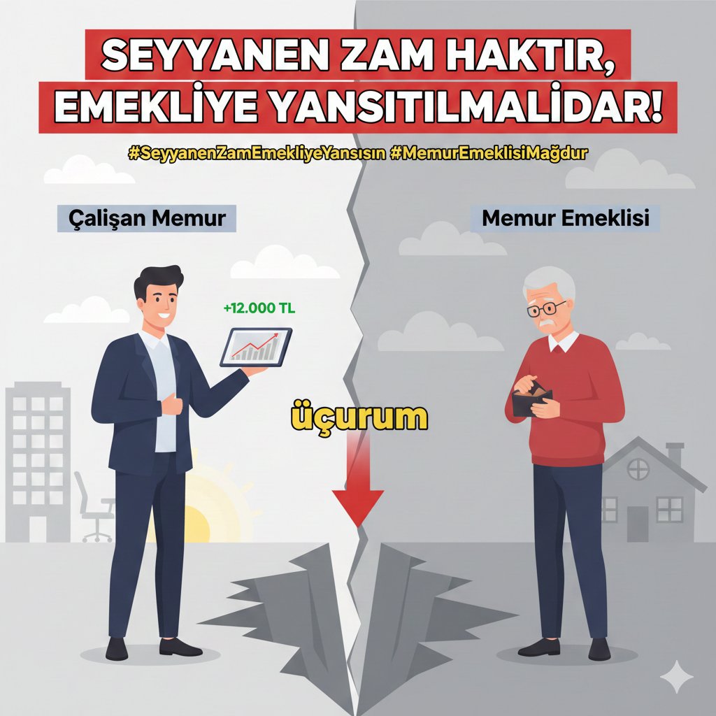 Memur emeklisi üvey evlat değildir! 
​Çalışana verilen 8.077 TL’lik seyyanen zammın emekliliğe yansıtılmaması, büyük bir hak kaybıdır. Aynı eğitim, aynı kıdem ama emekli olunca büyük uçurum! <a href="/Akparti/">AK Parti</a> <a href="/RTErdogan/">Recep Tayyip Erdoğan</a> <a href="/memetsimsek/">Mehmet Simsek</a> <a href="/isikhanvedat/">Prof. Dr. Vedat Işıkhan</a>  #MemurEmeklisineAdelet #EmekliMemur