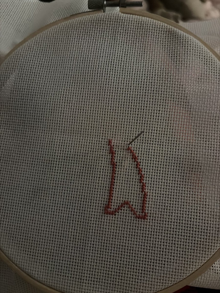 lightandthin's tweet image. I’ve been cross stitching again because I’m trying to be on my phone less :D who wants to guess what I’m stitching