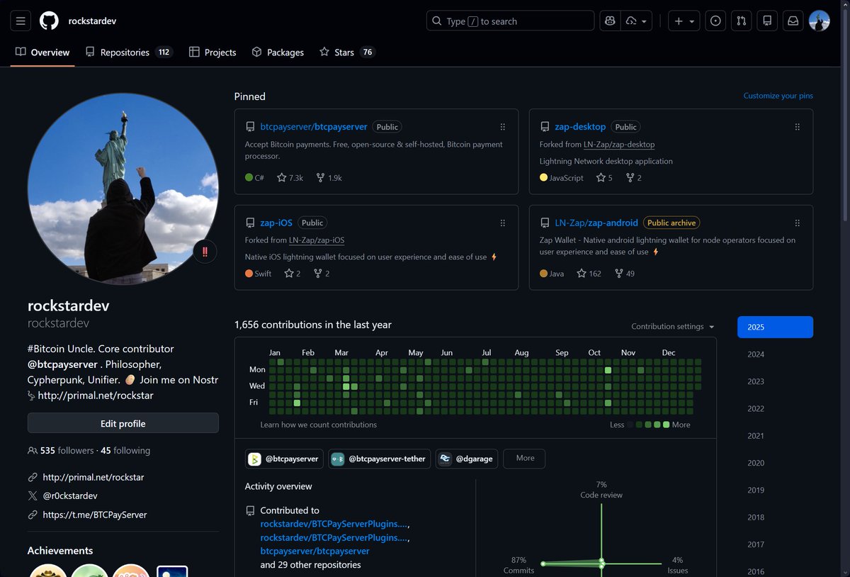 Every single day in 2025, I coded for Bitcoin. Besides GitHub commit  streak, I did a few extra things as well, recap thread 👇🧵