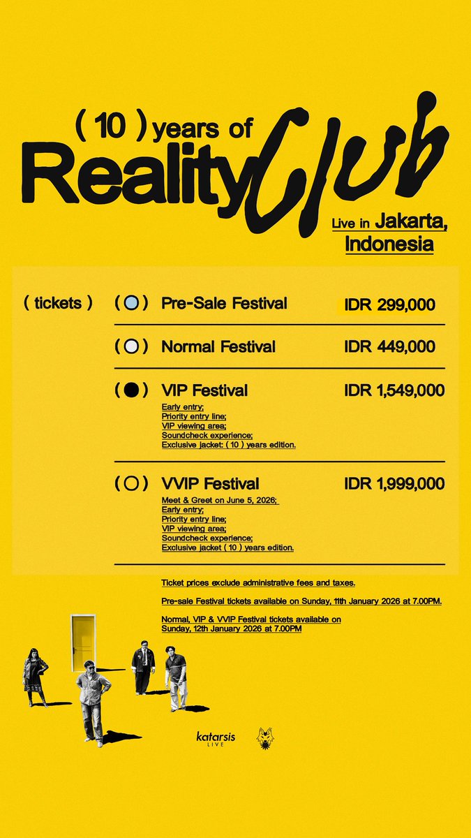 reality_club's tweet image. Normal, VIP, and VVIP tickets available tomorrow

Monday, January 12, 2026